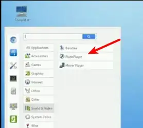 ss of flashplayer in menu