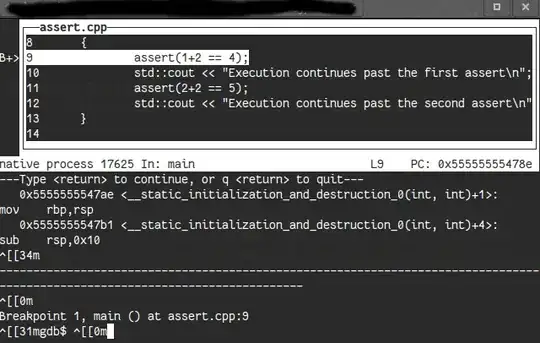 gdb invoked by a bash-shell using powerline