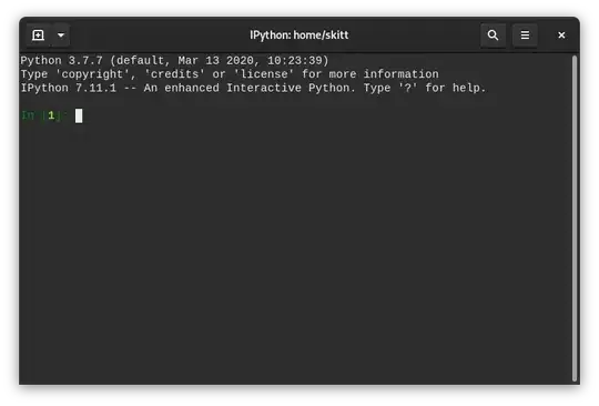 GNOME Terminal running IPython