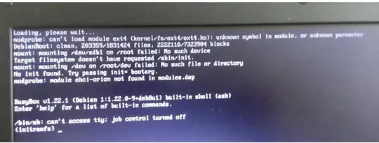 screenshot of error message