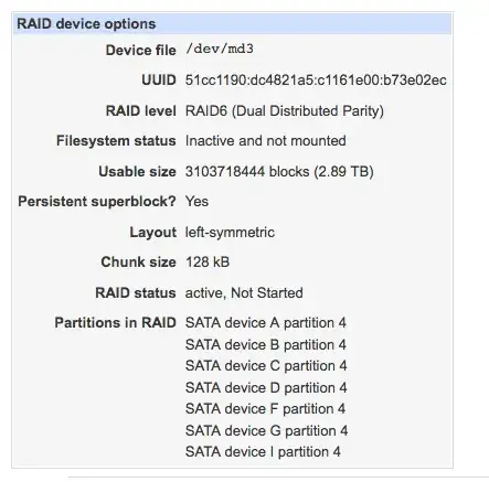 Webmin Screenshot for /dev/md3