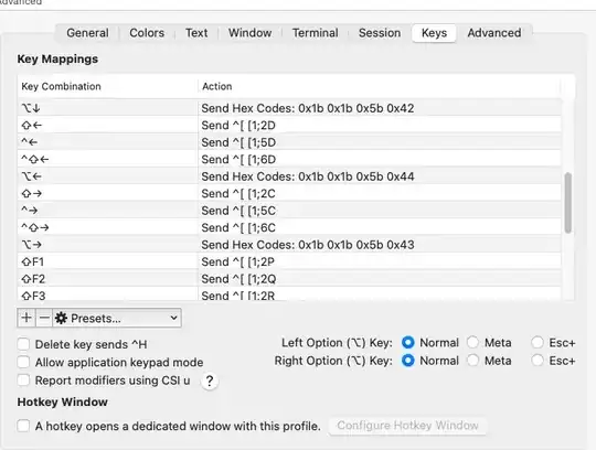 Keys in Profile Setting