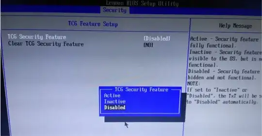Picture: Lenovo-Bios-Setup-Utility: Security tab -> TCG Feature Setup