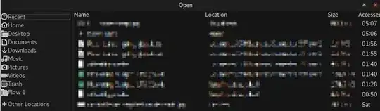 File select menu, Recent bookmark