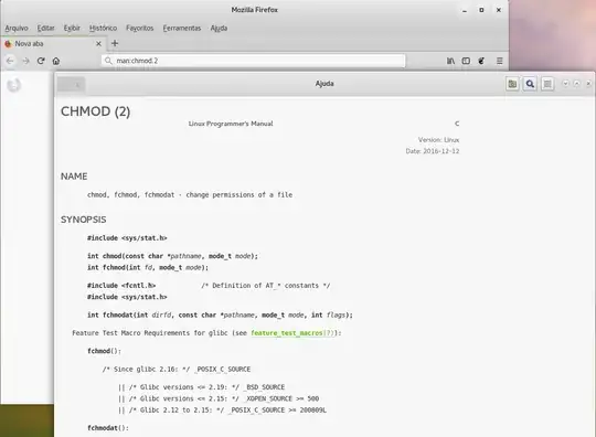 man page about 'chmod' from the section **2**, launched from **Firefox**