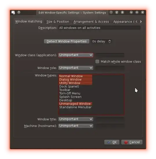 Select all 'Window' types