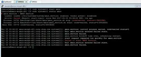 Error after trying to run service