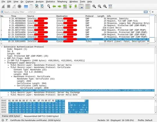 Screenshot of Wireshark