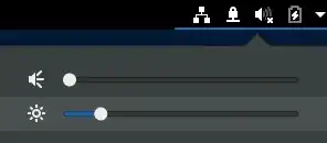 Top-right of a GNOME desktop, showing the sound volume and screen brightness controls