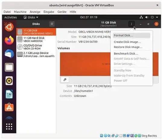 select your nvme, open the menu and select format