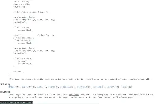 Screenshot of w3mman showing the sprintf man page