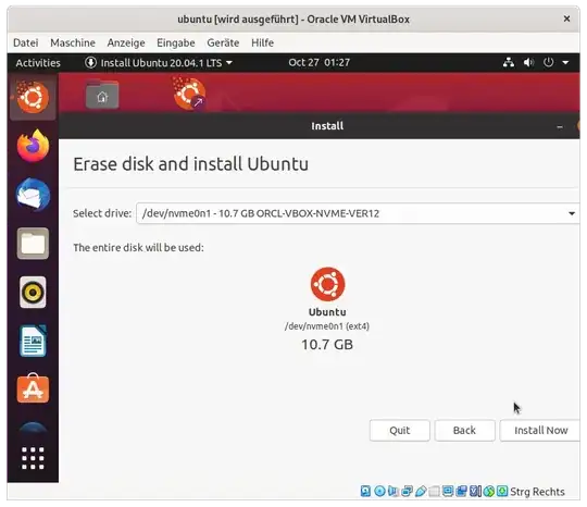 select the nvme as installation-target