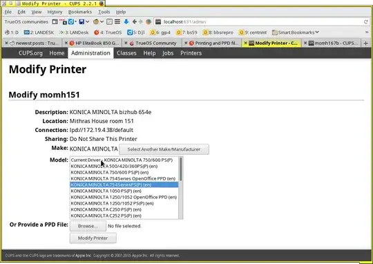 screenshot of selecting a driver