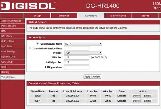 Port forwarding or Virtual server on a router