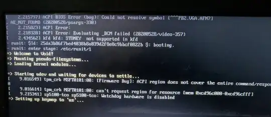 errors when booting