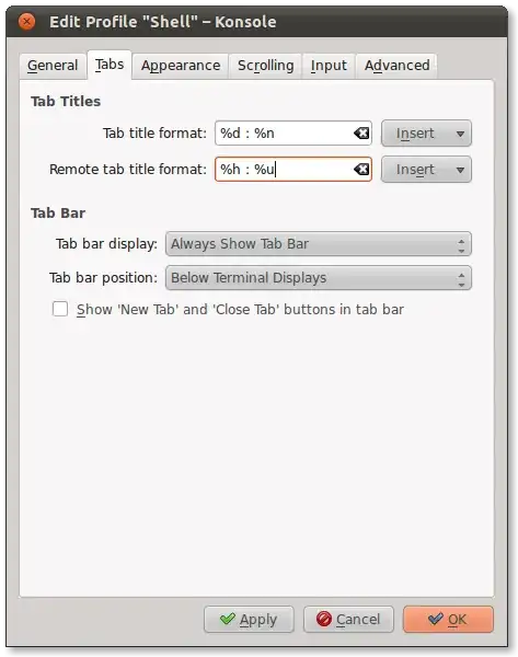 Konsole titlebar settings dialog
