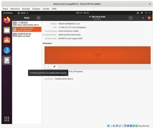 select the harddisk and create partition