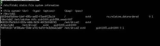 Screenshot of /etc/fstab