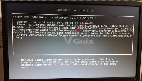 Screenshot of the grub screen