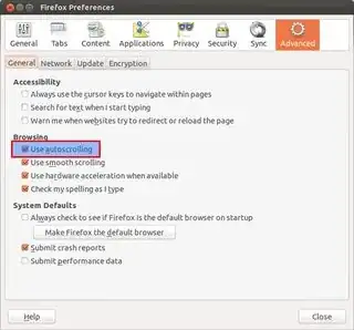 User autoscrolling option in older versions of Firefox